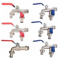 Double Mouth Faucet IBC Tank Faucet Garden Hose Irrigation Threading Tap Adapter with Switch Replacement Fitting Valve Joint