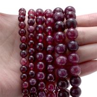 ✇☂ Natural Garnet Stone Beads Round Spacer Beads for Jewelry Making DIY Charms Bracelet Necklace Handmade Accessories 4 6 8 10mm