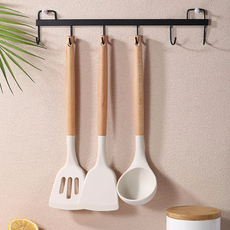 Carote Wooden Handle Silicone Kitchen Utensils Turner/ Ladle /Spoon  /Slotted Turner Food Grade Silicone Suitable For Non Stick Cookware【1PC】