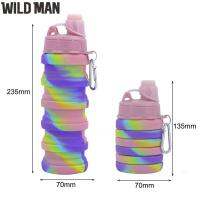 [WILD MAN] กาต้มน้ำดื่มซิลิโคนแก้วสำหรับเด็กไร้สาร BPA สำหรับฤดูร้อน500มล. พับเก็บได้น้ำหนักเบาใช้ซ้ำได้นุ่มถอดออกได้สำหรับการวิ่งออกกำลังกาย