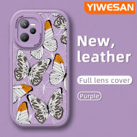 YIWESAN เคสสำหรับ Realme C35 C31 Narzo 50A ไพรม์ม์เคสรูปผีเสื้อเคสมือถือกันกระแทกป้องกันการตกแบบนิ่มเคสใส่โทรศัพท์หนังดีไซน์ใหม่มาพร้อมกับเคสป้องกันกล้องเลนส์คลุมทั้งหมด