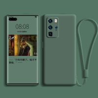 LOVECOM Liquid Silicone Phone Case For Huawei P50 P40 Lite P30 P20 Lite Pro Mate 40 30 20 Pro Strap Soft Solid Color Back Cover