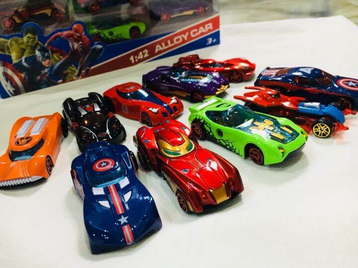 รถเหล็กอเวนเจอร์-แพ็คละ-10-คัน-คละแบบ-โมเดลรถอเวนเจอร์-car-model-avengers