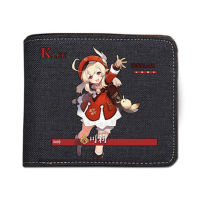 Anime Genshin Impact Canvas Casual Student Coin Purse Klee Keqing Xiao Diluc Cosplay Folding Wallet For Men Women Short Wallet