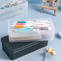 Pp Plastic Stationery Box Simple Transparent Frosted Student Office Storage Box Pencil Case Pencil Bags