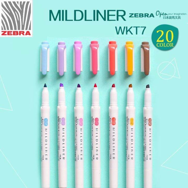 Zebra Mildliner ปากกาไฮไลท์แบบสองด้านคุณภาพดี/Bold WKT7อุปกรณ์สำหรับ