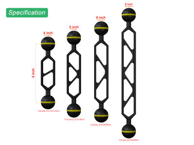 Seafrogs Diamond Double Ball Arm Essential อุปกรณ์ถ่ายภาพดำน้ำ Dual Ball Joint Arm Lighting System อุปกรณ์เสริม Anlge ปรับได้ (4นิ้ว/5นิ้ว/6นิ้ว/7นิ้ว/8นิ้ว)