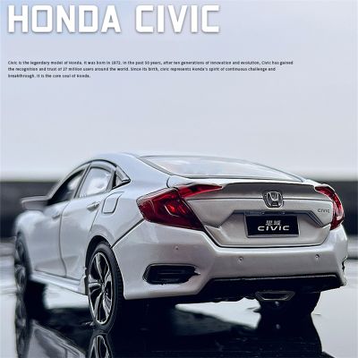 TYPE-R รถโมเดลรถของเล่นโลหะหล่อจากโมเดลรถยนต์สปอร์ตรถของ HONDA CIVIC ของขวัญของเล่นเด็กเก็บสะสมไฟและเสียง