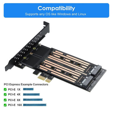 อะแดปเตอร์ PCIE สำหรับ PCIE NVMe M.2 MSI อะแดปเตอร์ PCIE M.2คู่สำหรับแชสซี
