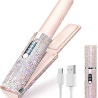 【LZ】✌  Sem fio recarregável portátil Mini cabelo encrespador Flat Iron Profissional sem fio Viagem bling USB