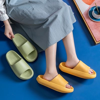 รองเท้ามัฟฟินหนาสไตล์ญี่ปุ่นสำหรับผู้หญิง,รองเท้านวดในร่มกันลื่นนุ่มเพิ่มรองเท้าแตะแบบหนีบอาบน้ำในห้องน้ำห้องนอน