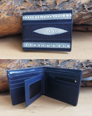 2 Fold Wallet Blue Navy Diamond Stingray