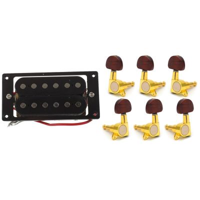 【CW】 2Pcs Humbucker Coil Electric Pickups   Frame Screw With Locked String Tuning Peg Button(3L 3R)