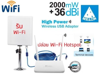 Router+USB Wifi Melon อุปกรณ์รับสัญญาณ Wifi ระยะไกล และแชร์ สัญญาณ Wifi ผ่าน Router รองรับการใช้งาน 32 User