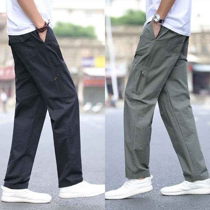 junpinmingbo-ขนาดพิเศษกางเกงคาร์โก้ของผู้ชายผ้าฝ้ายเนื้อบางมีซิปตกแต่ง-junpinmingbo2023กางเกงลำลอง