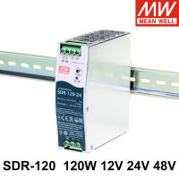 Mean Well SDR-120 88-264V AC เป็น DC 12V 24V 48V 120W อุตสาหกรรมเอาต์พุตเดี่ยว Din Rail Switching Power Supply พร้อม PFC