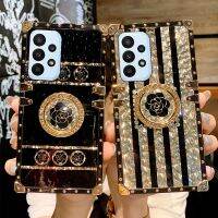 เคสโทรศัพท์กันกระแทกสำหรับผู้หญิง,เคสโทรศัพท์ปลอกสำหรับ Samsung Galaxy A33 A53 A73 A23 A72 A52S A52 4G 5G พร้อมขาตั้งโทรศัพท์แฟชั่นแหวนดอกไม้ผู้หญิง