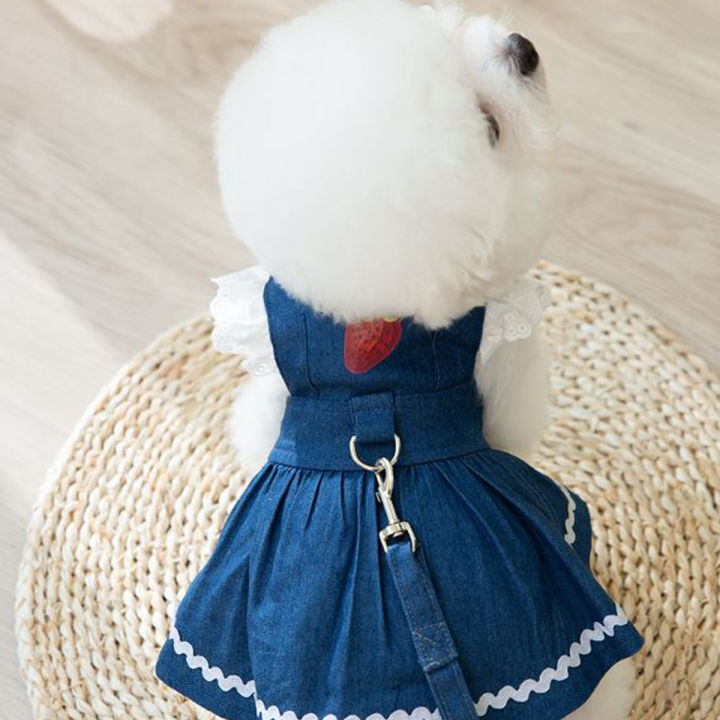 denim-pet-dress-เดรสหมา-เดรสแมว-ชุดกระโปรงแมว-เสื้อหมา-เสื้อสุนัข