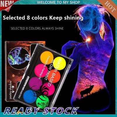 8 Colors Luminous Body Painting Glow Painting Face Makeup Pigments Neon Fluorescent Body Art Paint Festival Halloween Cosplay