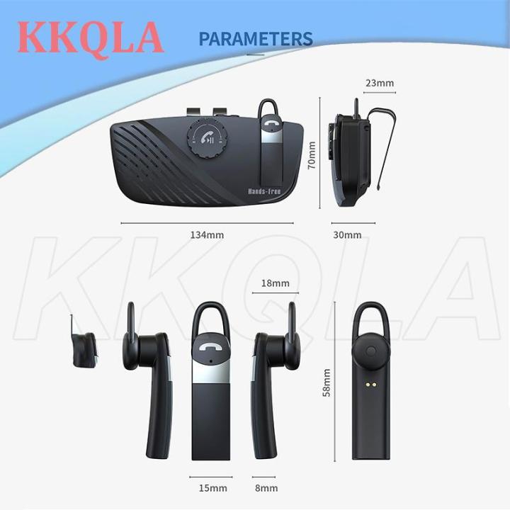 qkkqla-handsfree-speaker-audio-kit-bluetooth-compatible-5-0-receiver-earphone-phone-clip-speakerphone-wireless-car-sun-visor