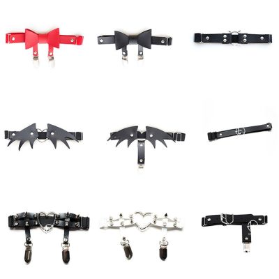 【YF】☊  Elastic Leather Leg Garter Punk Rivet Thigh Goth Harness Stockings