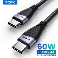 [HOT RUXMMMLHJ 566] TOPK USB C USB C สายชาร์จแบตเตอรี่ PD 60วัตต์สายชาร์จสำหรับ MacBook Pro 2021 2020 Galaxy S22 S20 USB ประเภท C USB C