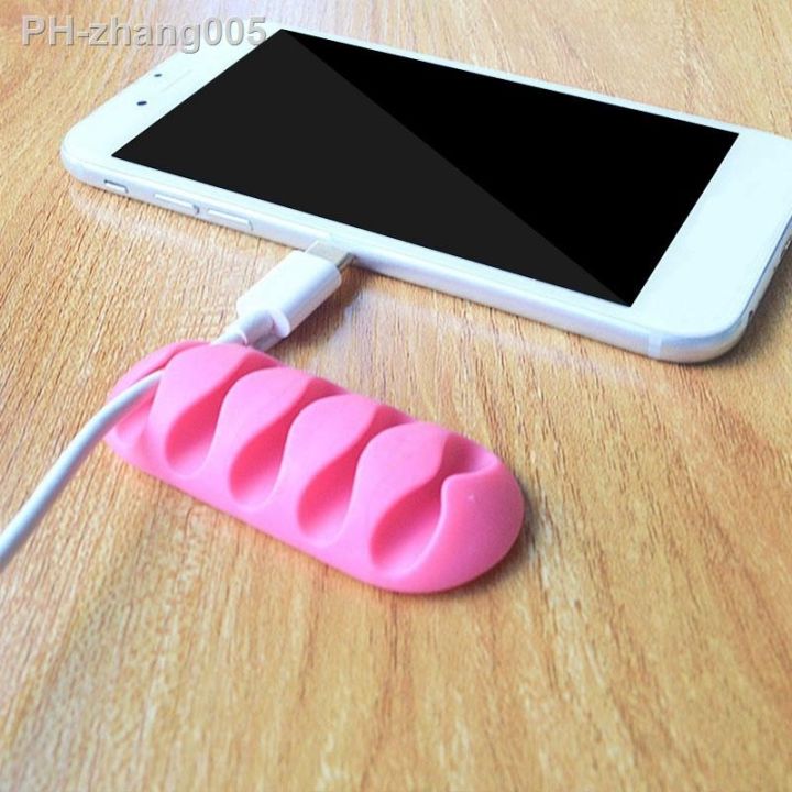 5-clip-cable-holder-silicone-cable-organizer-usb-winder-management-clips-holder-for-mouse-earphone-headset-etc-white
