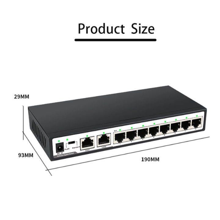 อะแดปเตอร์โหลดเกม10พอร์ต-gigabit-switch-rj45-hub-fast-ethernet-101001000mbps-ethernet-smart-switcher-สวิตช์เครือข่าย-vlan