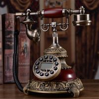 Leather rope Corded Solid Wood Button Dial Retro Fixed Telephone Hands-Free Caller ID Fashioned Classical Electronic Bell Landline Phone A18