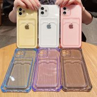 ช่องเสียบการ์ดแบบใสขอบตรง13เคสโทรศัพท์เหมาะสำหรับ Apple 14เคสโทรศัพท์พร้อมกล่องใส่การ์ด Xs เคสนิ่ม TPU ขอบตรง MarshMageegDyMvP