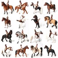 Simulation Riding Girl And Horse Rider Farm Animal Horse Sadle Model Figures Educational Figurine Decoration Christmas Gift