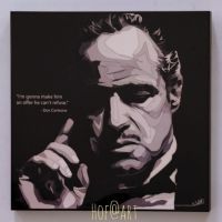 Godfather #1 Don Corleone ก็อดฟาเธอร์ เจ้าพ่อ รูปภาพ​ติด​ผนัง ​pop​ art พร้อมกรอบและที่แขวน การ์ตูน กรอบรูป แต่งบ้าน ของขวัญ ภาพยนตร์