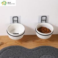 Wall-Mounted Ceramic Cat Dog Bowls Pet Cat Puppy Feeding Product Food Water Bowl For Cat Dog Pet Supplies