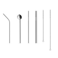 4 Pcs Stainless Steel Metal Drinking Straw Reusable + 2 Cleaner Brush Kit Specialty Glassware