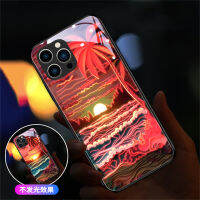 (ใหม่2023) เคสโทรศัพท์ด้านหลังกระจกสะท้อนแสงแวววาวไฟ LED ฤดูร้อนสำหรับ Samsung S23 S22 S21 FE Note 10 20 Plus A14ที่ A54เป็นพิเศษ A53 A51 A52