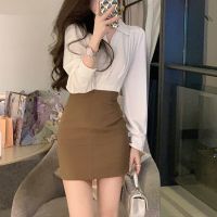 【Ready】? Jin secretary ins super fairy elegant commuter pleat temperament waist shirt summer short top small shirt suit female summer