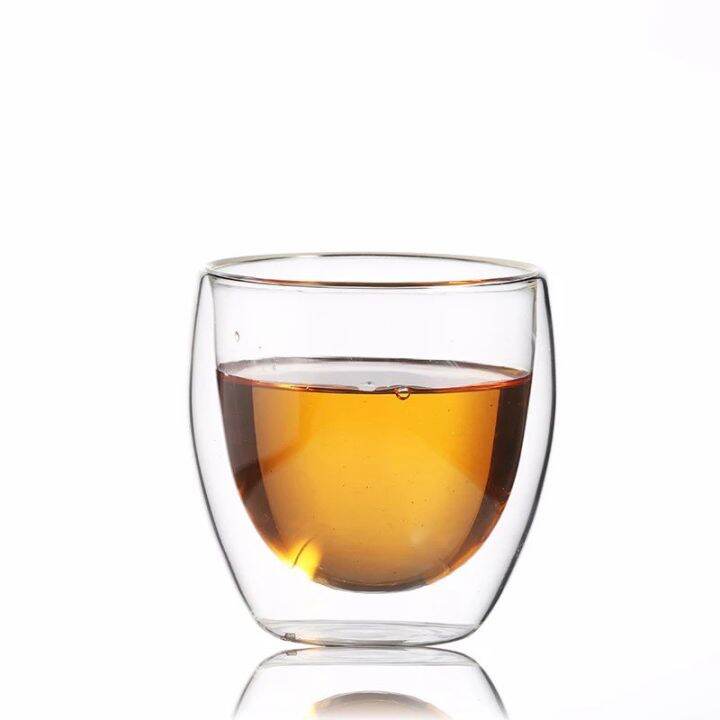Double Wall Glass Tea Cup Heat Resistant with Handle and Without