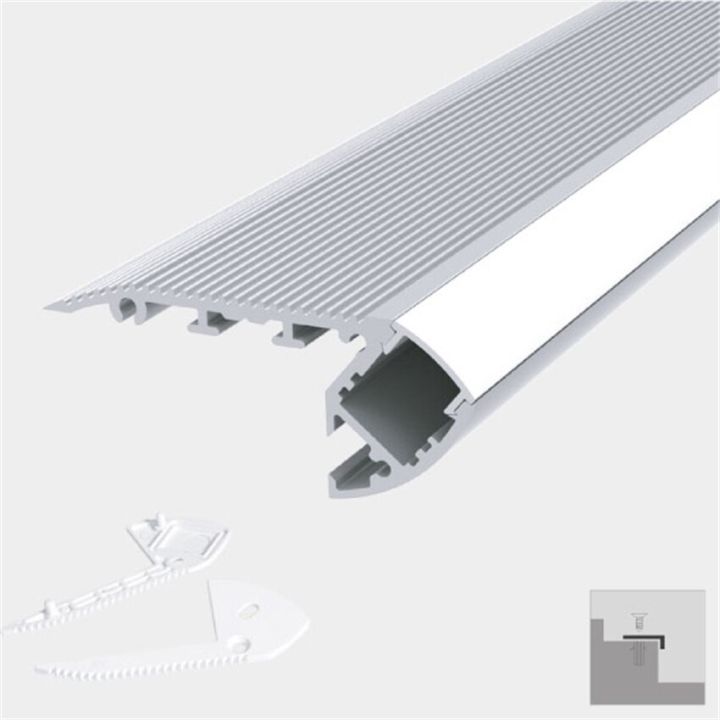 2mpcs Hot Saling Grooved Stair Nosing Edge Led Step Aluminum Profile For Walking Area Lighting