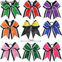 ◄ 7 Inch Grils Large Cheerleading Hair Bows Elastic Hair Bands Grosgrain Ribbon Gold Silver Organza Bowknot Hair Accessories