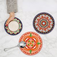 【CW】 Silicone Insulation Tableware Placement Stackable Boho Ethnic Cup Coasters Accessories