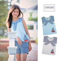 Chelsee เสื้อยืดคอกลม เด็กผู้หญิง รุ่น 237881 ปกทหารเรือ ลายเรือใบ ผ้า 100%Cotton อายุ 2-10ปี เสื้อผ้าแฟชั่นเด็กโต