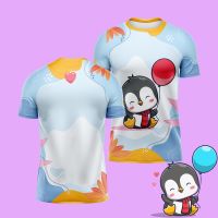 NEW Balloon Penguin Animal Print Casual Fashion Cute Mens Short Sleeved T-shirt