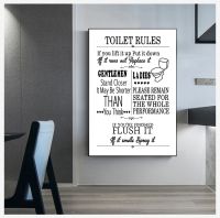 Bathroom Rules Sign Prints Toilet Humour Picture Bathroom Home Decor Toilet Rules Wall Art Canvas Painting Modern Funny