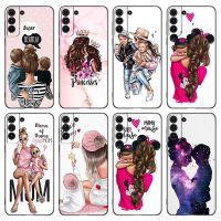 [ร้อนแรง] เคสโทรศัพท์แม่ลูกสาวลูกชายที่สวยงามสำหรับ Samsung Galaxy S20 S21 FE S22เบา S10มาก S10E S9 S8บวกกับที่ครอบสีดำขอบ S7