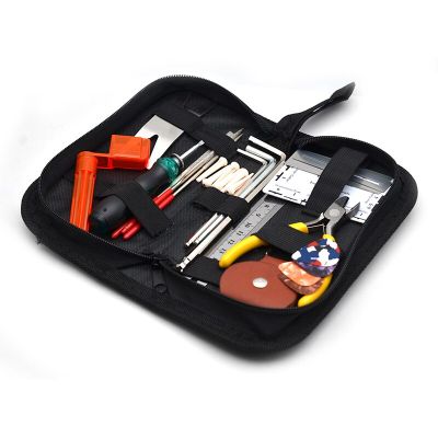 Black Foldable Guitar Bass Tools Kits Bag 20*10*5CM with String Winder Screw Driver Pickholder Guitar Ruler Guitar Accessories