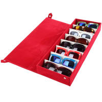 202148.5*18*6cm Storage Display Grid Case Box for Eyeglass Sunglass Glasses 8 Compartments Glasses jewelry Display BoxRack