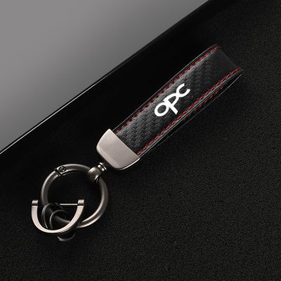 Leather car keychain horseshoe buckle jewelry key chain for opel opc opcline astra h j k g With Logo car Accessories