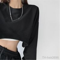 【hot】┇  Sleeve Cropped Crop Top Hoodies Sweatshirt Causal Loose PulloverTH