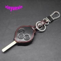 ﹉♀ Xinyuexin Leather Car Key Cover Fob Case For Benz Smart Coupe Roadster Fortwo Forfour Remote Key Jacket Car-stying With Keychain