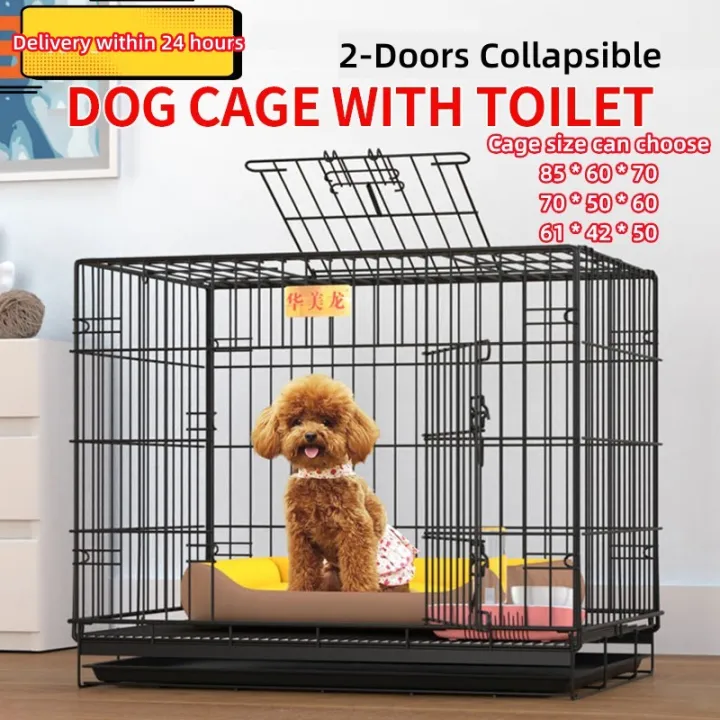 Pet Cage for Dog M/L/XL Double Door Foldable Portable Cage with Pallet